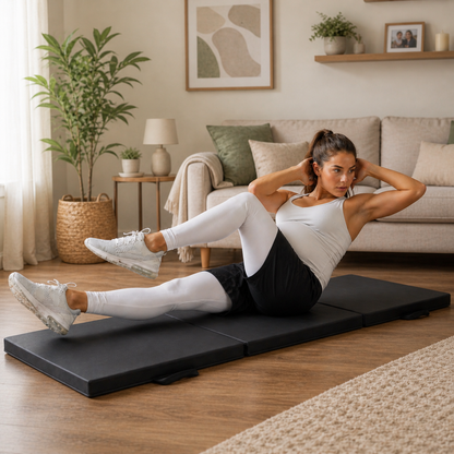Tri-Folding Exercise Mat – Thick Yoga, Pilates & Pregnancy Mat, Foldable with Handles