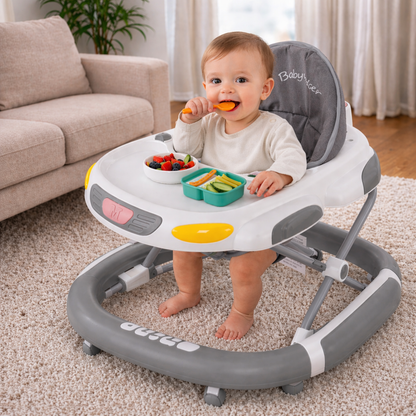 Baby Walker 4-in-1 with Wheels – Foldable Activity Walker & Rocker, Adjustable Height