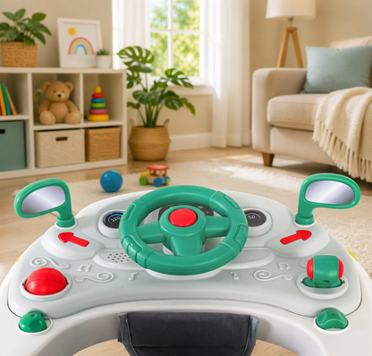 Baby Walker 4-in-1 with Wheels – Foldable Activity Walker & Rocker, Adjustable Height