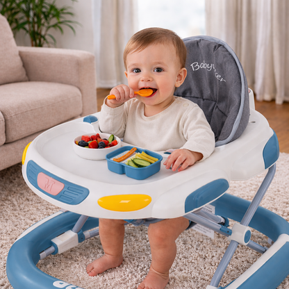 Baby Walker 4-in-1 with Wheels – Foldable Activity Walker & Rocker, Adjustable Height