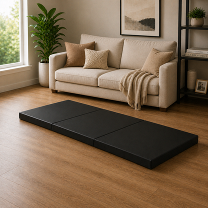 Tri-Folding Exercise Mat – Thick Yoga, Pilates & Pregnancy Mat, Foldable with Handles