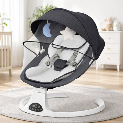 Electric Baby Swing with Remote & Bluetooth – Soothing Baby Rocker, 5 Speeds, 0–12 Months