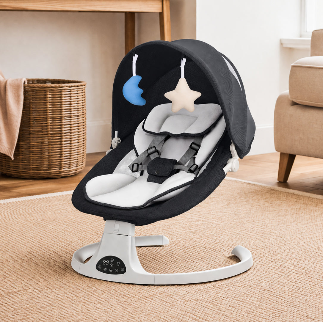 Electric Baby Swing with Remote & Bluetooth – Soothing Baby Rocker, 5 Speeds, 0–12 Months