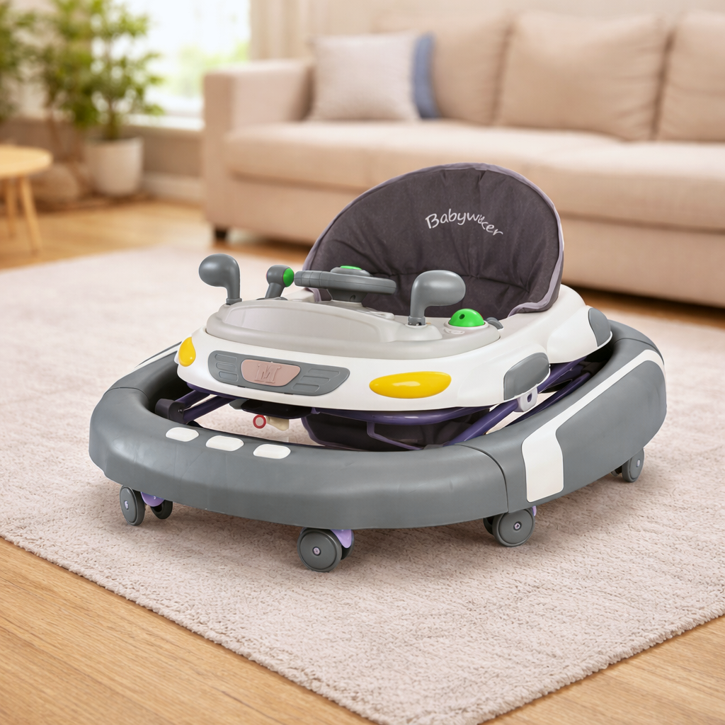 Baby Walker 4-in-1 with Wheels – Foldable Activity Walker & Rocker, Adjustable Height