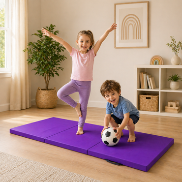 Tri-Folding Exercise Mat – Thick Yoga, Pilates & Pregnancy Mat, Foldable with Handles