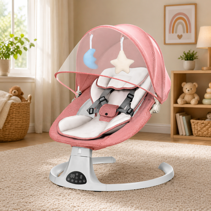 Electric Baby Swing with Remote & Bluetooth – Soothing Baby Rocker, 5 Speeds, 0–12 Months