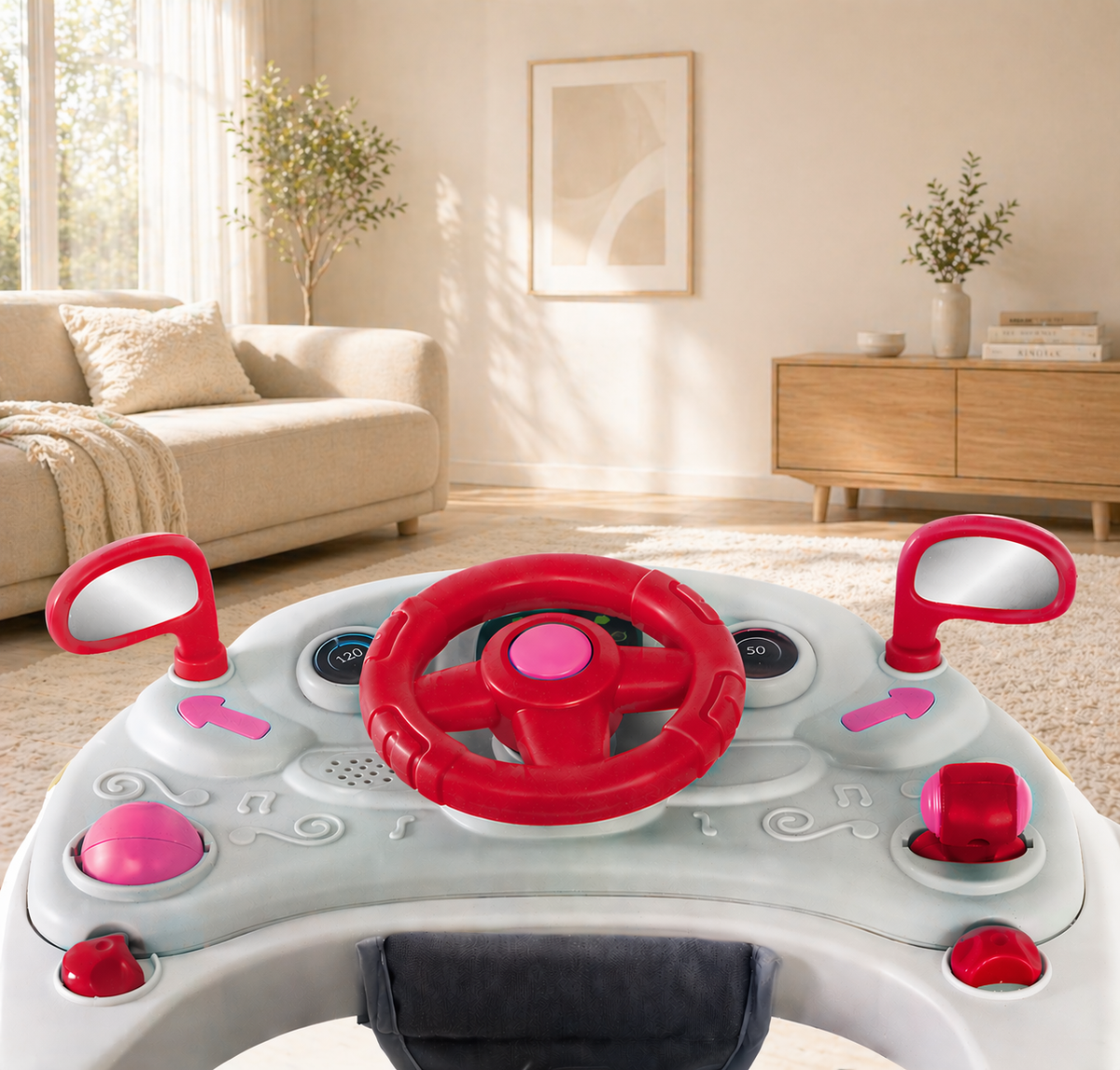 Baby Walker 4-in-1 with Wheels – Foldable Activity Walker & Rocker, Adjustable Height