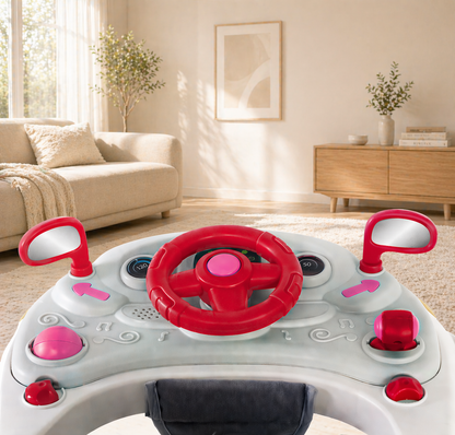 Baby Walker 4-in-1 with Wheels – Foldable Activity Walker & Rocker, Adjustable Height