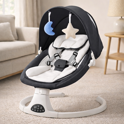 Electric Baby Swing with Remote & Bluetooth – Soothing Baby Rocker, 5 Speeds, 0–12 Months