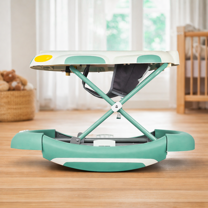 Baby Walker 4-in-1 with Wheels – Foldable Activity Walker & Rocker, Adjustable Height