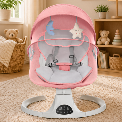 Electric Baby Swing with Remote & Bluetooth – Soothing Baby Rocker, 5 Speeds, 0–12 Months