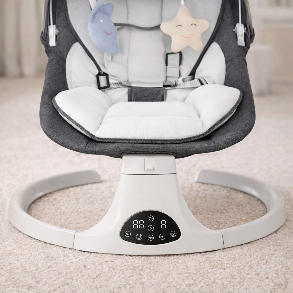 Electric Baby Swing with Remote & Bluetooth – Soothing Baby Rocker, 5 Speeds, 0–12 Months