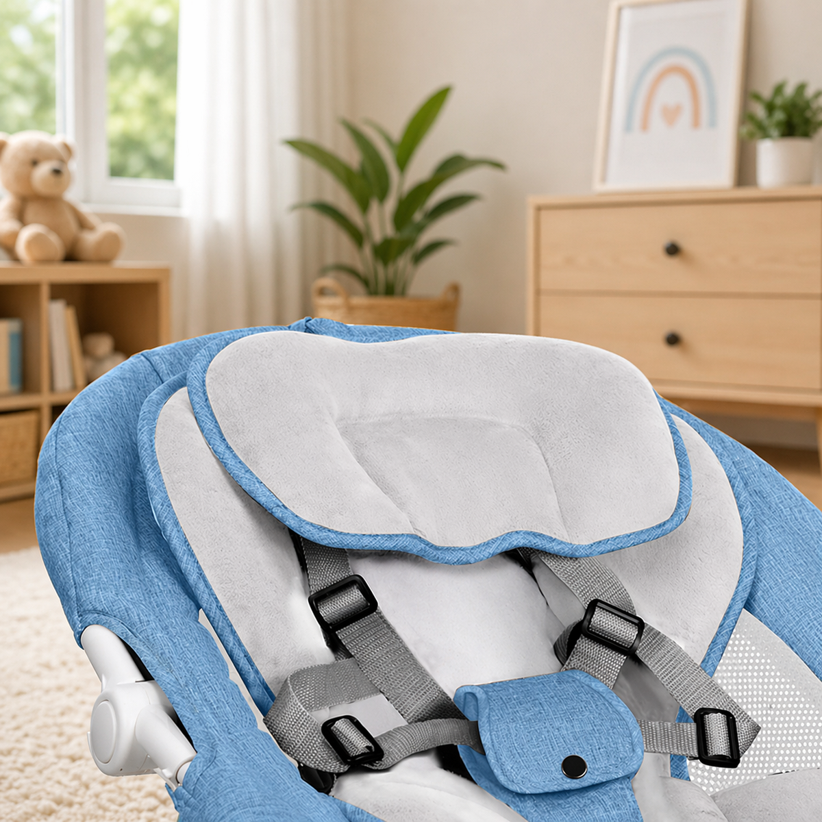 Electric Baby Swing with Remote & Bluetooth – Soothing Baby Rocker, 5 Speeds, 0–12 Months