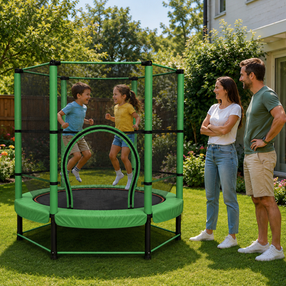 55" Kids Trampoline & Mini Rebounder with Safety Net – Indoor & Outdoor, Ages 1–11