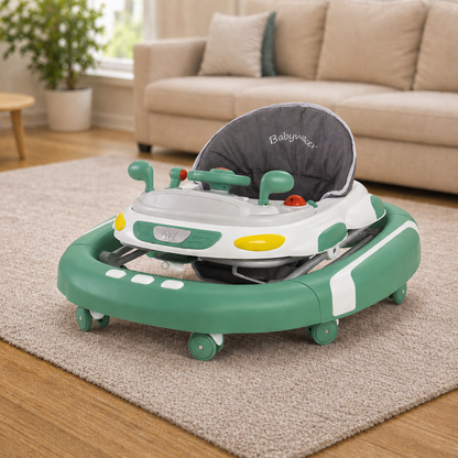 Baby Walker 4-in-1 with Wheels – Foldable Activity Walker & Rocker, Adjustable Height