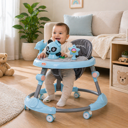 Baby Walker Foldable with Music Tray – Adjustable Height Activity Walker, 6 Months+