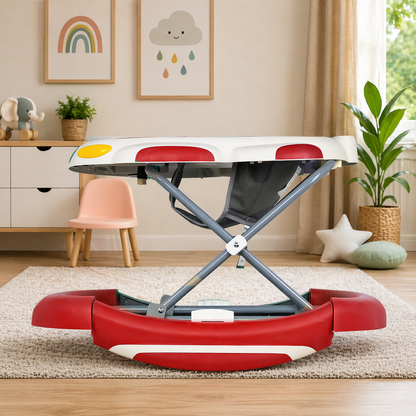 Baby Walker 4-in-1 with Wheels – Foldable Activity Walker & Rocker, Adjustable Height