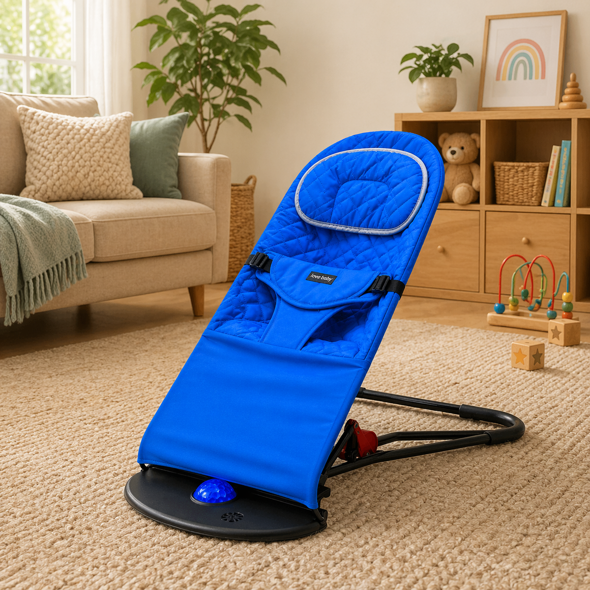 Newborn Baby Bouncer Chair & Foldable Rocker Seat – Soft, Reclining, 0–6 Months