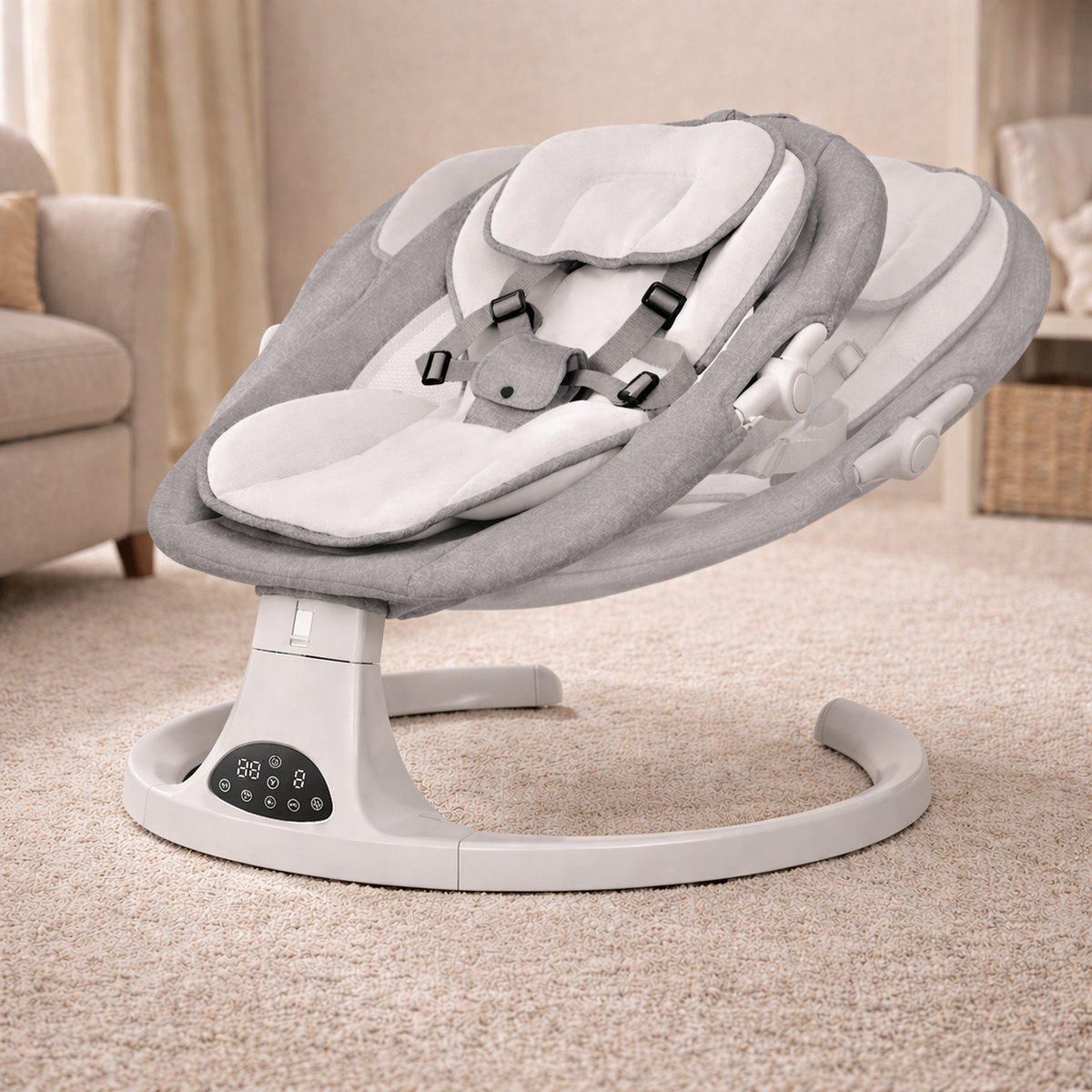 Electric Baby Swing with Remote & Bluetooth – Soothing Baby Rocker, 5 Speeds, 0–12 Months