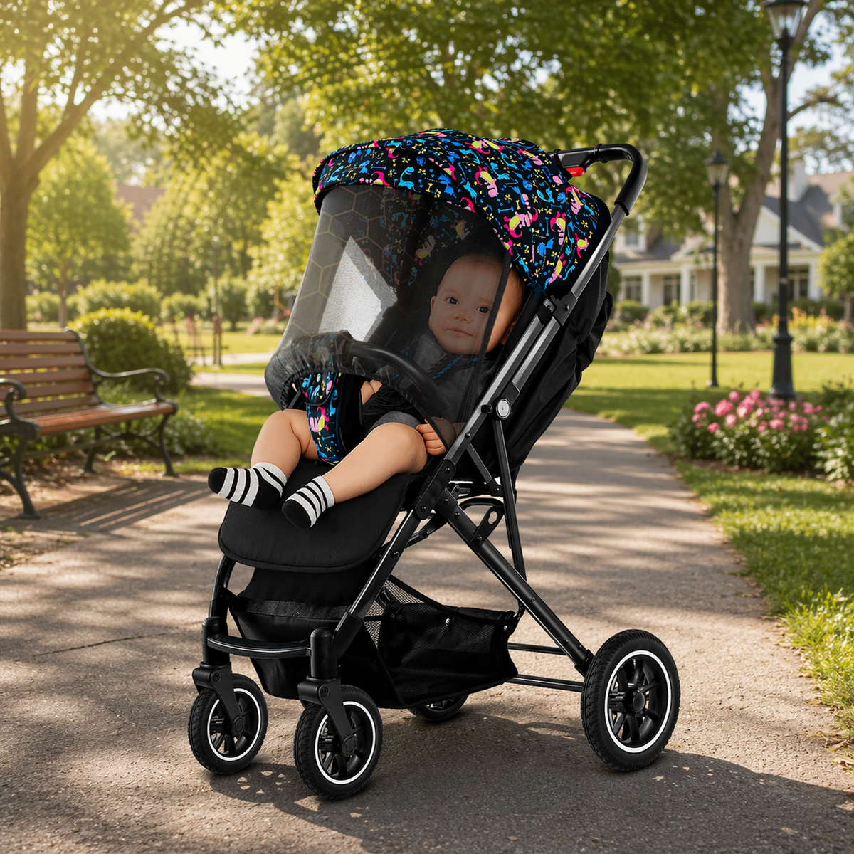 Kiduno Compact Baby Stroller – Foldable Travel Pushchair, With Music Tray.