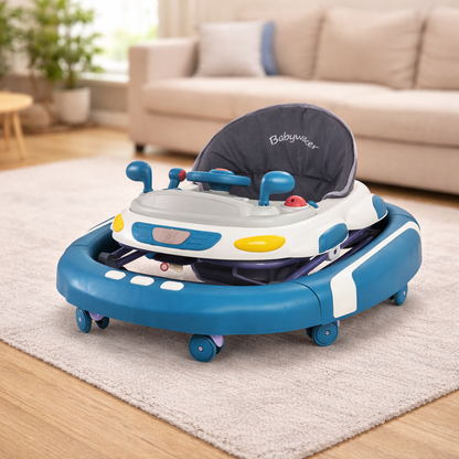 Baby Walker 4-in-1 with Wheels – Foldable Activity Walker & Rocker, Adjustable Height