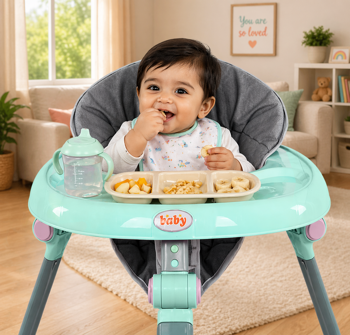 Baby Walker Foldable with Music Tray – Adjustable Height Activity Walker, 6 Months+