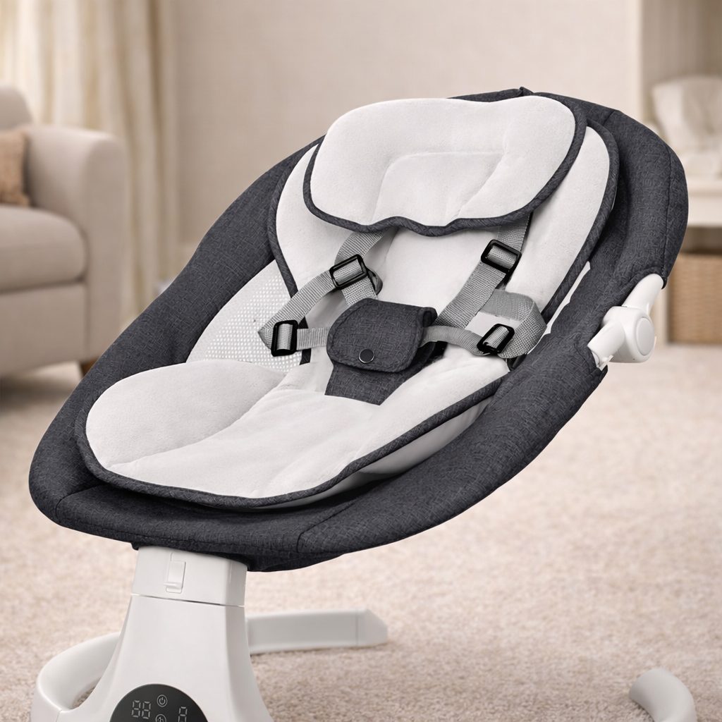 Electric Baby Swing with Remote & Bluetooth – Soothing Baby Rocker, 5 Speeds, 0–12 Months