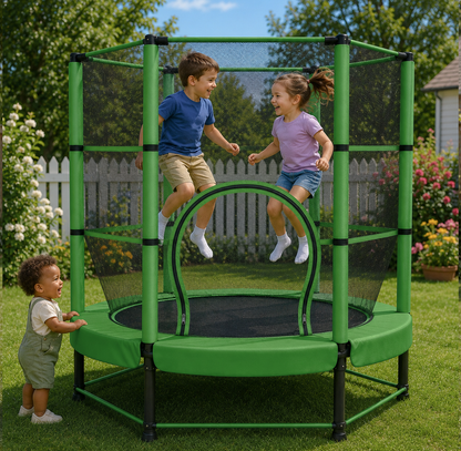 55" Kids Trampoline & Mini Rebounder with Safety Net – Indoor & Outdoor, Ages 1–11