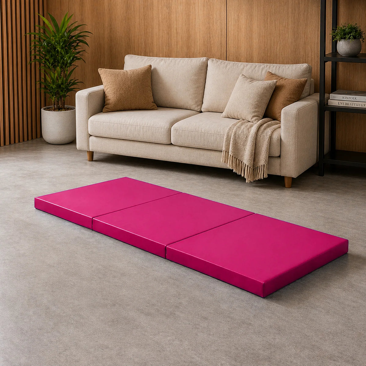 Tri-Folding Exercise Mat – Thick Yoga, Pilates & Pregnancy Mat, Foldable with Handles