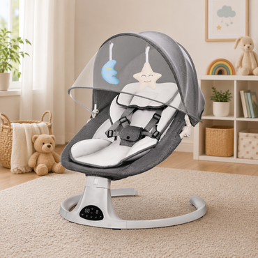 Electric Baby Swing with Remote & Bluetooth – Soothing Baby Rocker, 5 Speeds, 0–12 Months