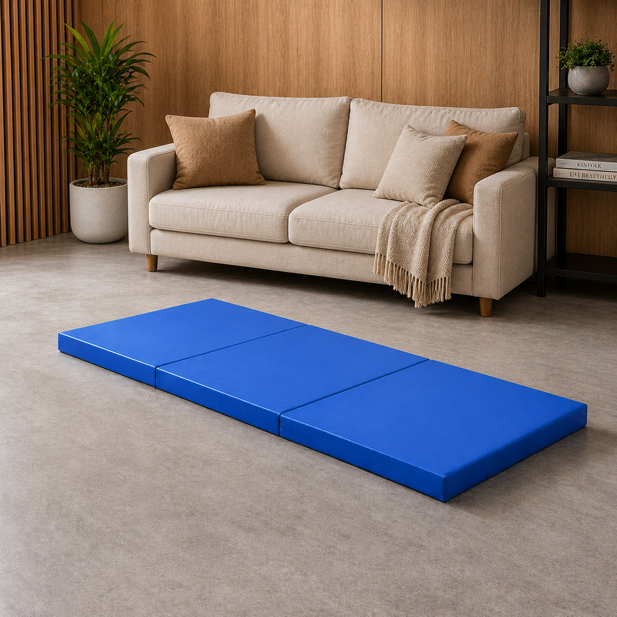 Tri-Folding Exercise Mat – Thick Yoga, Pilates & Pregnancy Mat, Foldable with Handles