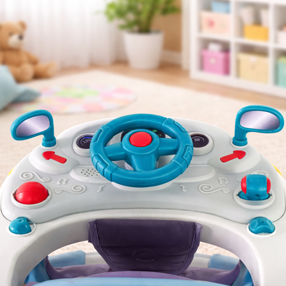Baby Walker 4-in-1 with Wheels – Foldable Activity Walker & Rocker, Adjustable Height