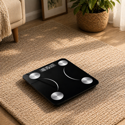 Smart Bathroom Scale Bluetooth – Body Fat, BMI & Weight Tracker, Holds 180kg