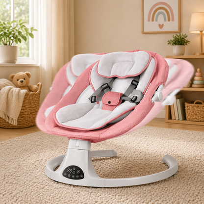Electric Baby Swing with Remote & Bluetooth – Soothing Baby Rocker, 5 Speeds, 0–12 Months