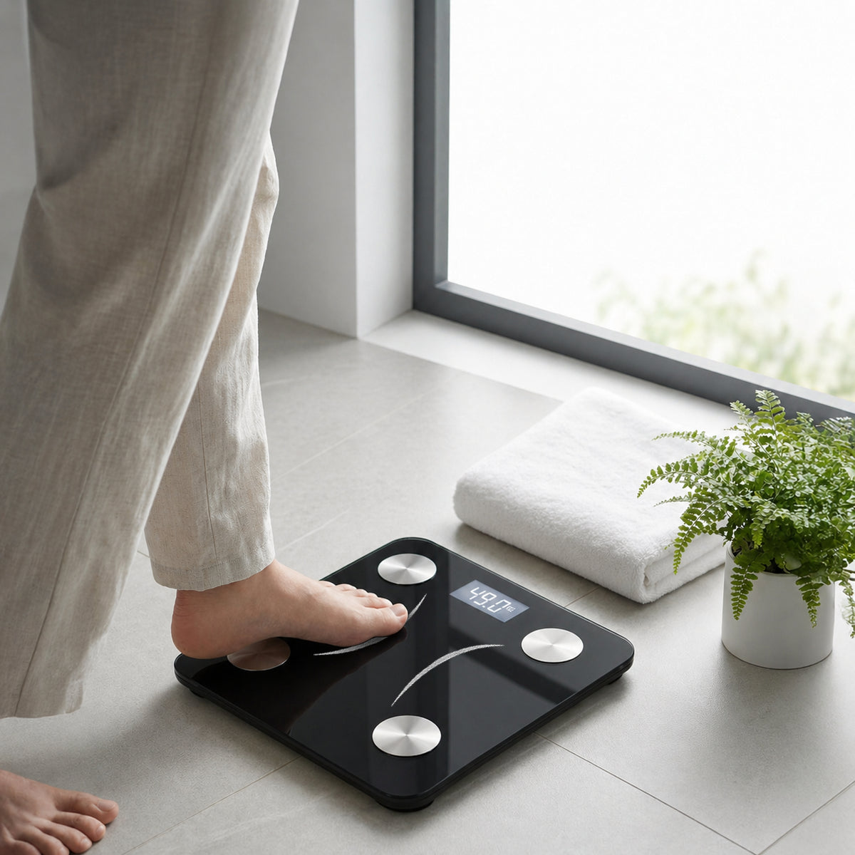 Smart Bathroom Scale Bluetooth – Body Fat, BMI & Weight Tracker, Holds 180kg