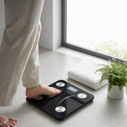 Smart Bathroom Scale Bluetooth – Body Fat, BMI & Weight Tracker, Holds 180kg