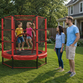 55" Kids Trampoline & Mini Rebounder with Safety Net – Indoor & Outdoor, Ages 1–11