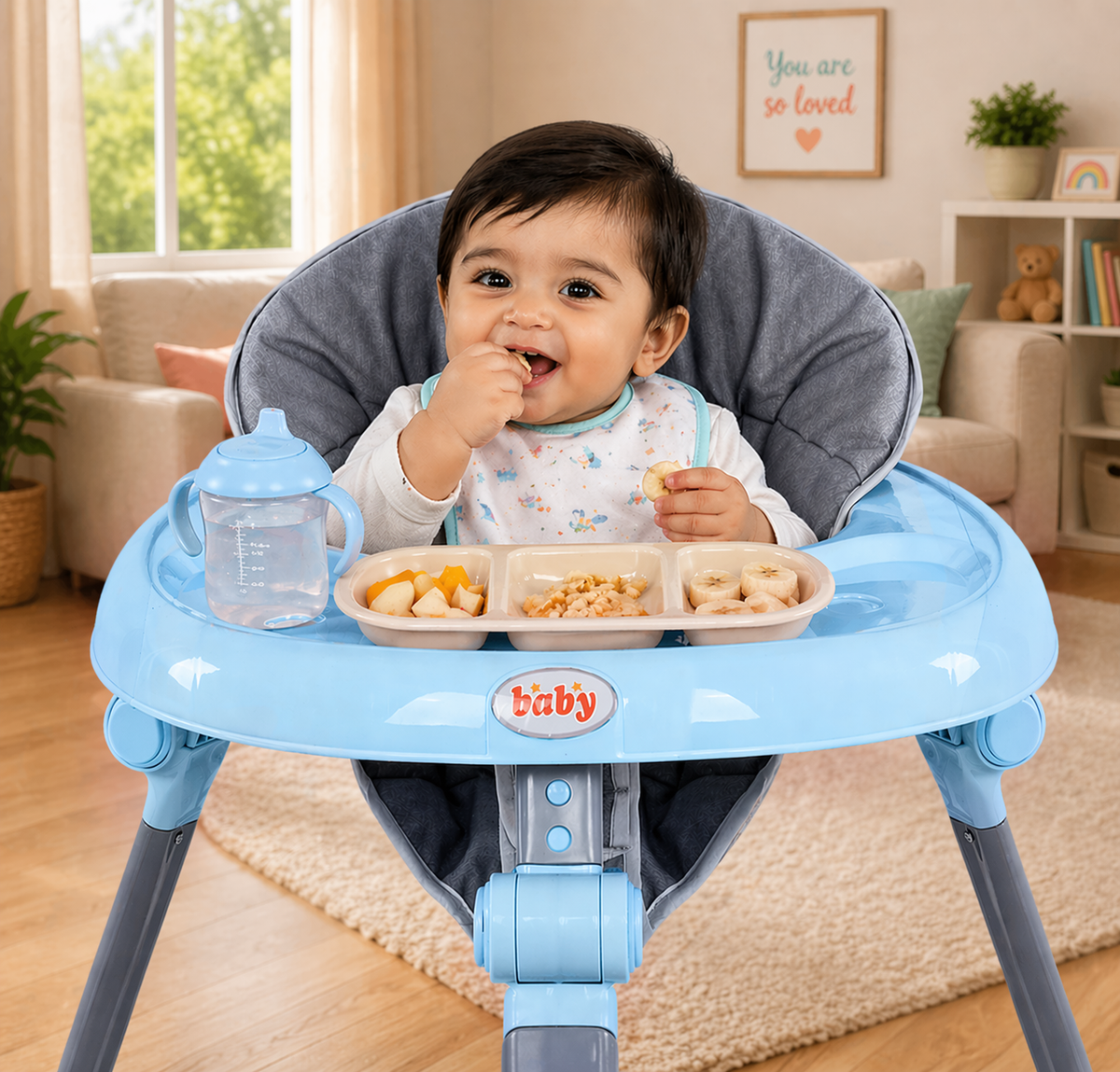 Baby Walker Foldable with Music Tray – Adjustable Height Activity Walker, 6 Months+
