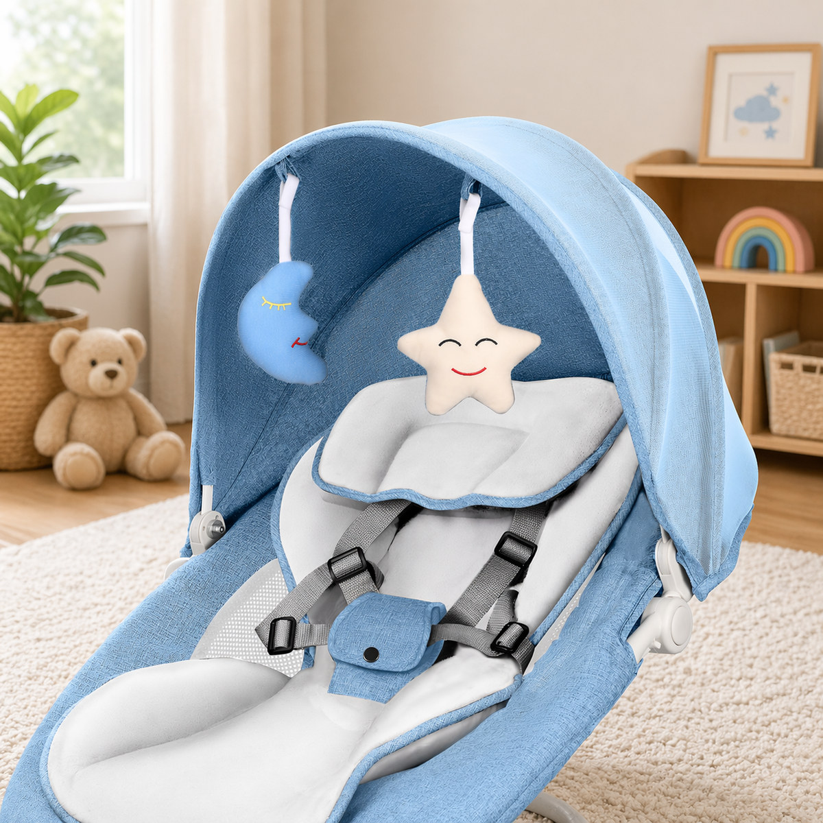 Electric Baby Swing with Remote & Bluetooth – Soothing Baby Rocker, 5 Speeds, 0–12 Months