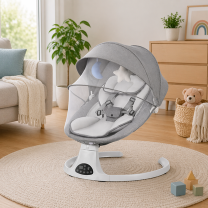 Electric Baby Swing with Remote & Bluetooth – Soothing Baby Rocker, 5 Speeds, 0–12 Months