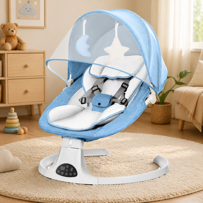Electric Baby Swing with Remote & Bluetooth – Soothing Baby Rocker, 5 Speeds, 0–12 Months